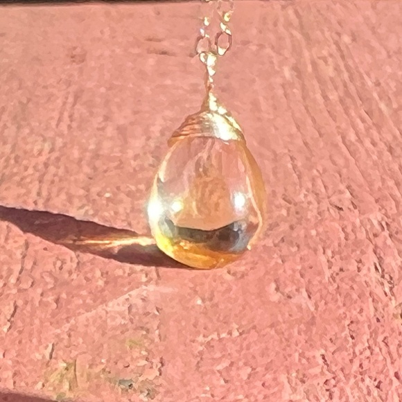Natural Citrine Pendant Solid 14k Gold , November Birthstone , 13th Anniversary - Picture 5 of 7